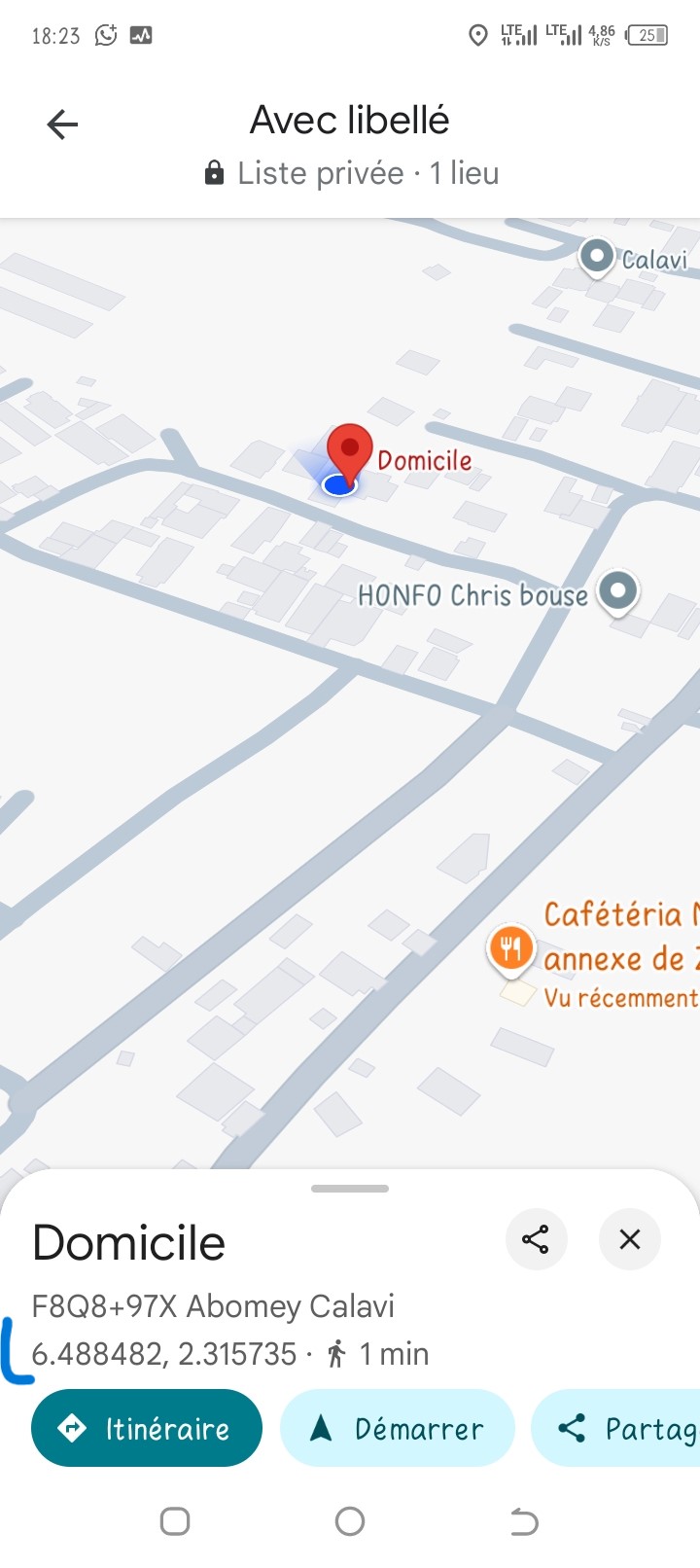 Coordonnées visibles